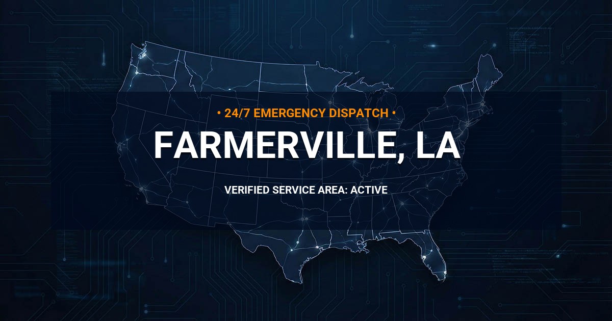 Emergency Plumbing Dispatch Map for Plumbing Services: Farmerville, LA