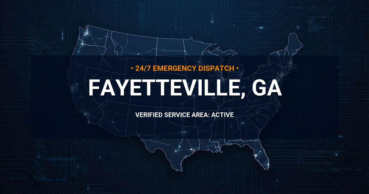 Emergency Plumbing Dispatch Map for Plumbing Services: Fayetteville, GA