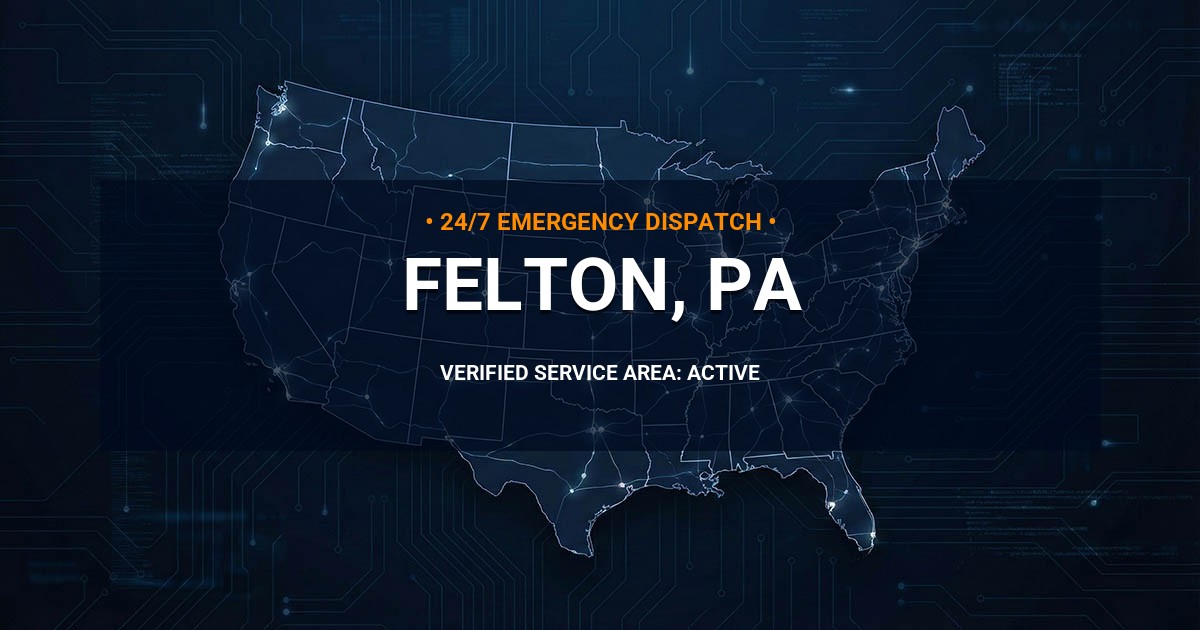 Emergency Plumbing Dispatch Map for Plumbing Services: Felton, PA