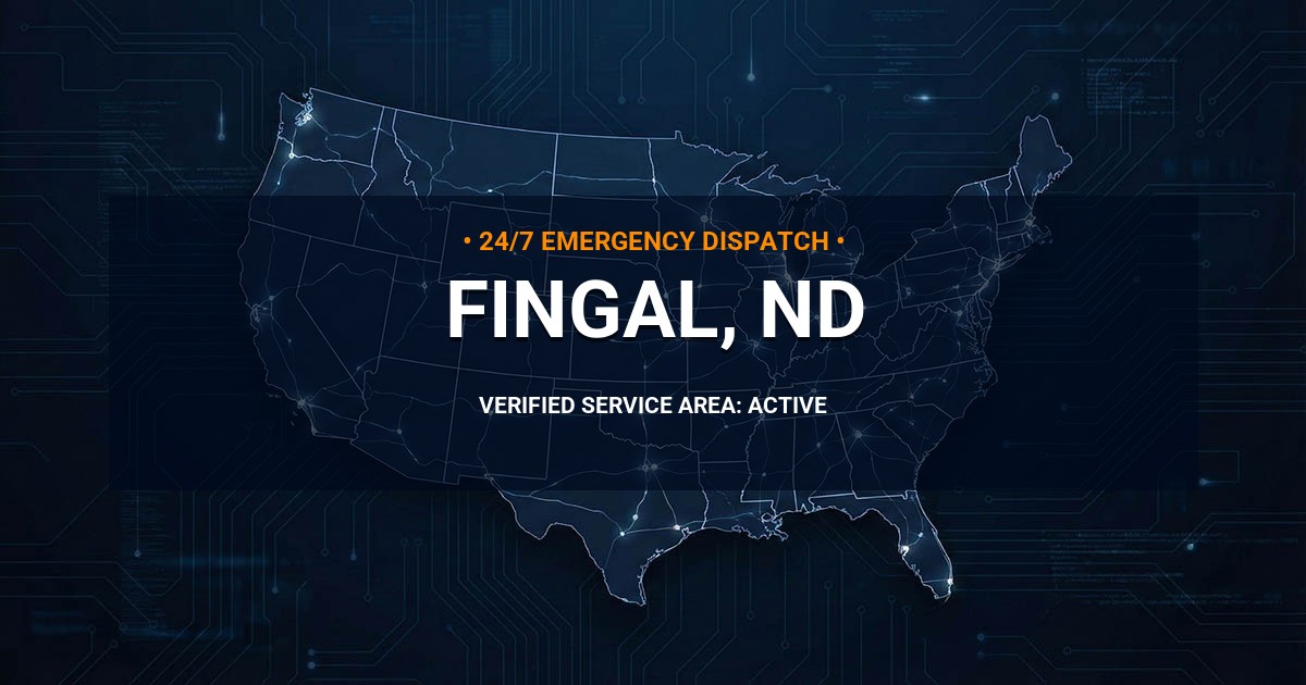 Emergency Plumbing Dispatch Map for Plumbing Services: Fingal, ND