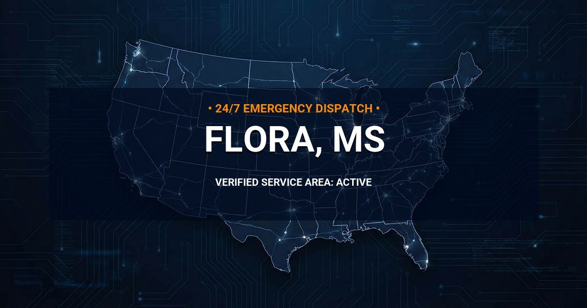 Emergency Plumbing Dispatch Map for Plumbing Services: Flora, MS