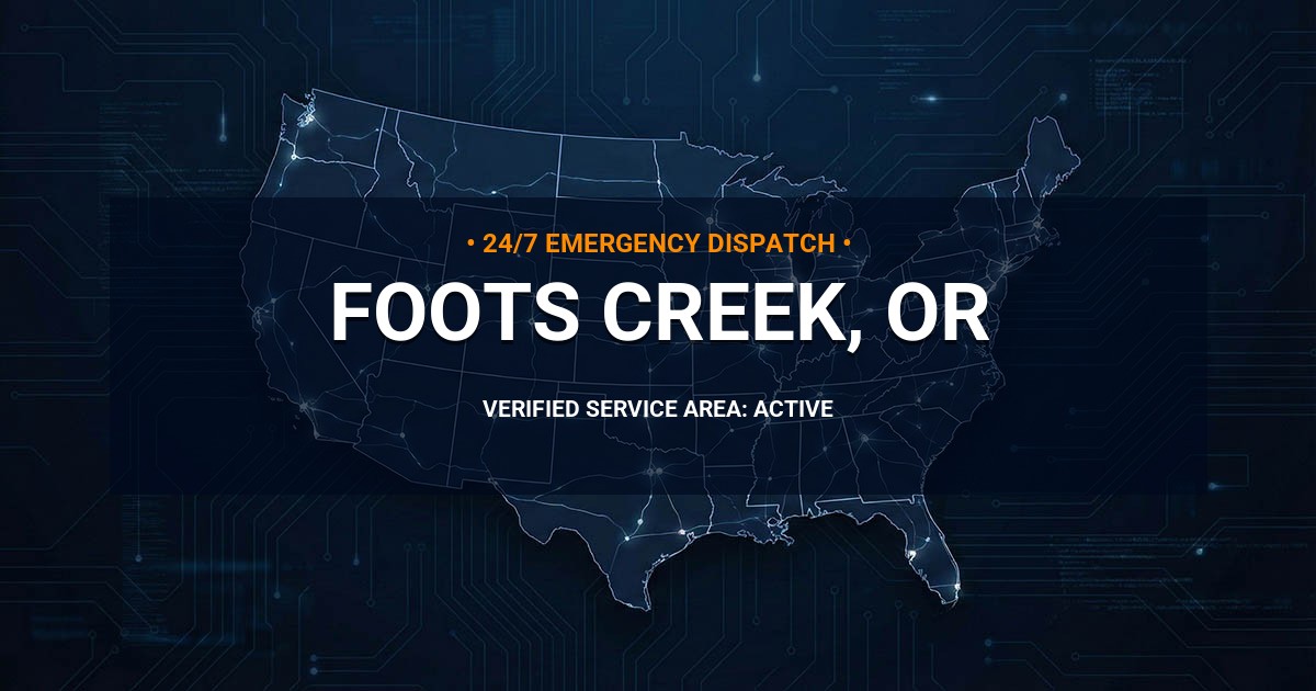 Emergency Plumbing Dispatch Map for Plumbing Services: Foots Creek, OR