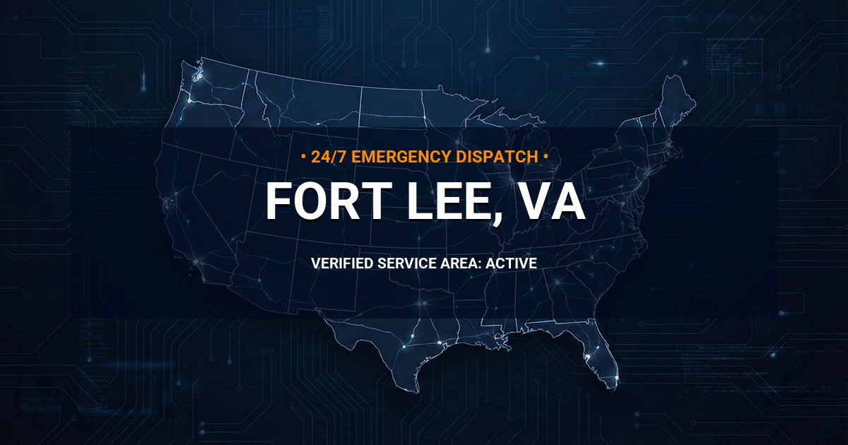 Emergency Plumbing Dispatch Map for Plumbing Services: Fort Lee, VA