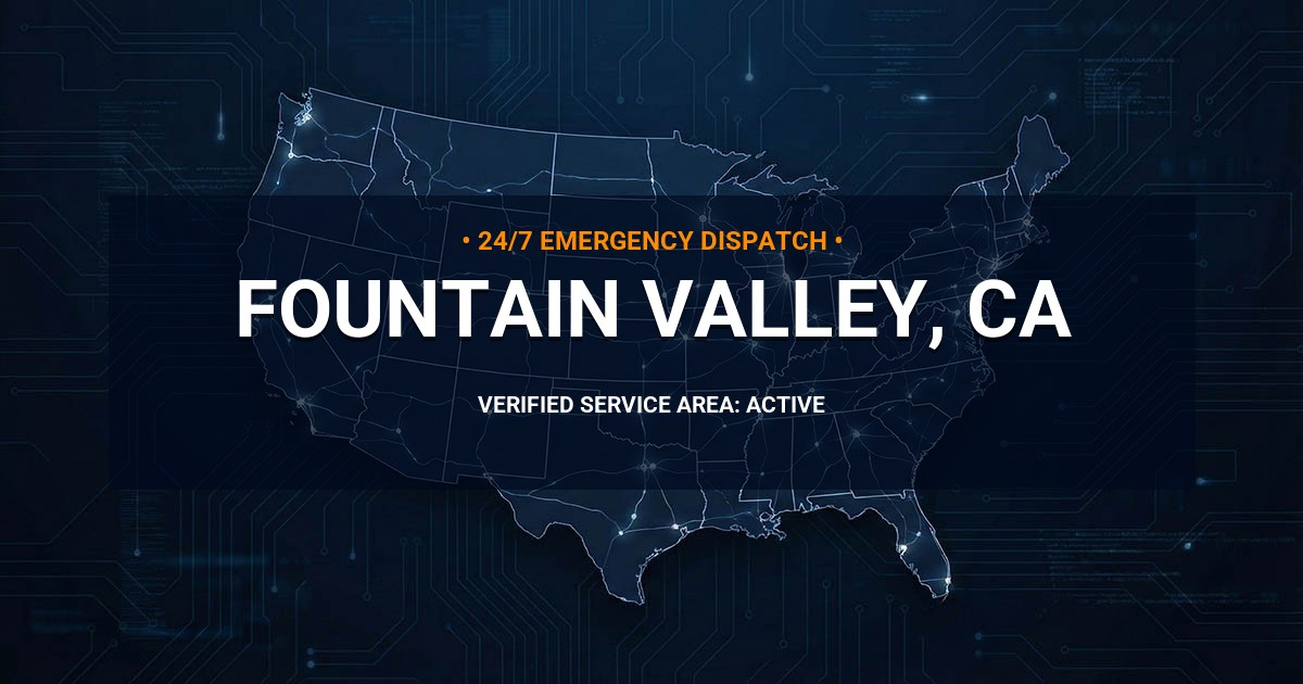 Emergency Plumbing Dispatch Map for Plumbing Services: Fountain Valley, CA