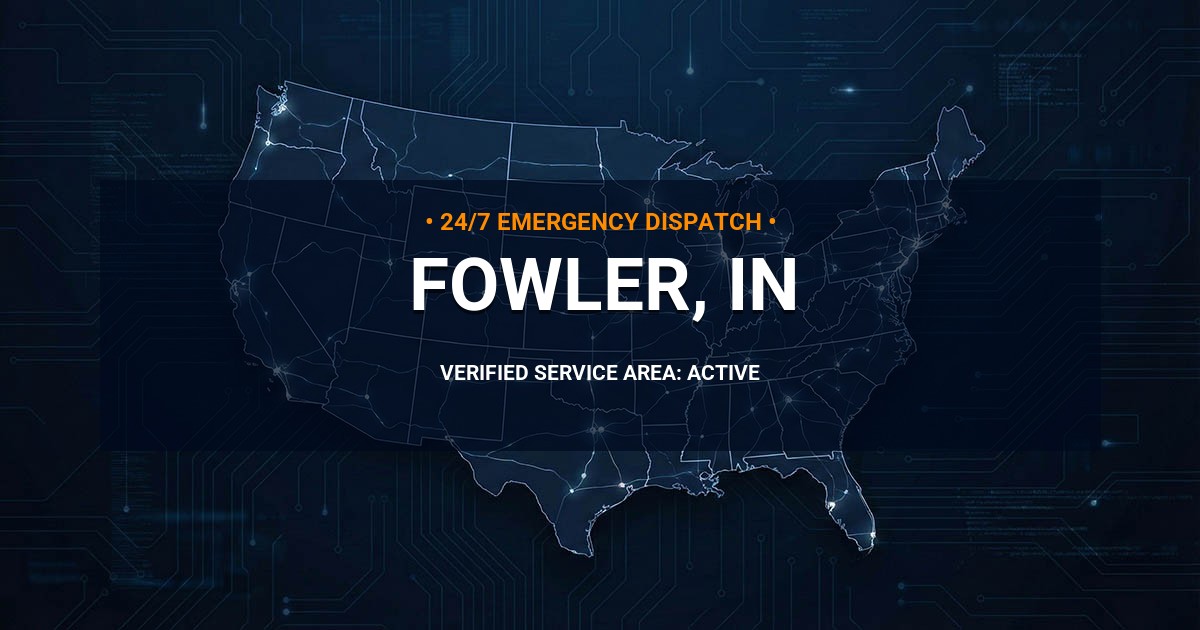 Emergency Plumbing Dispatch Map for Plumbing Services: Fowler, IN