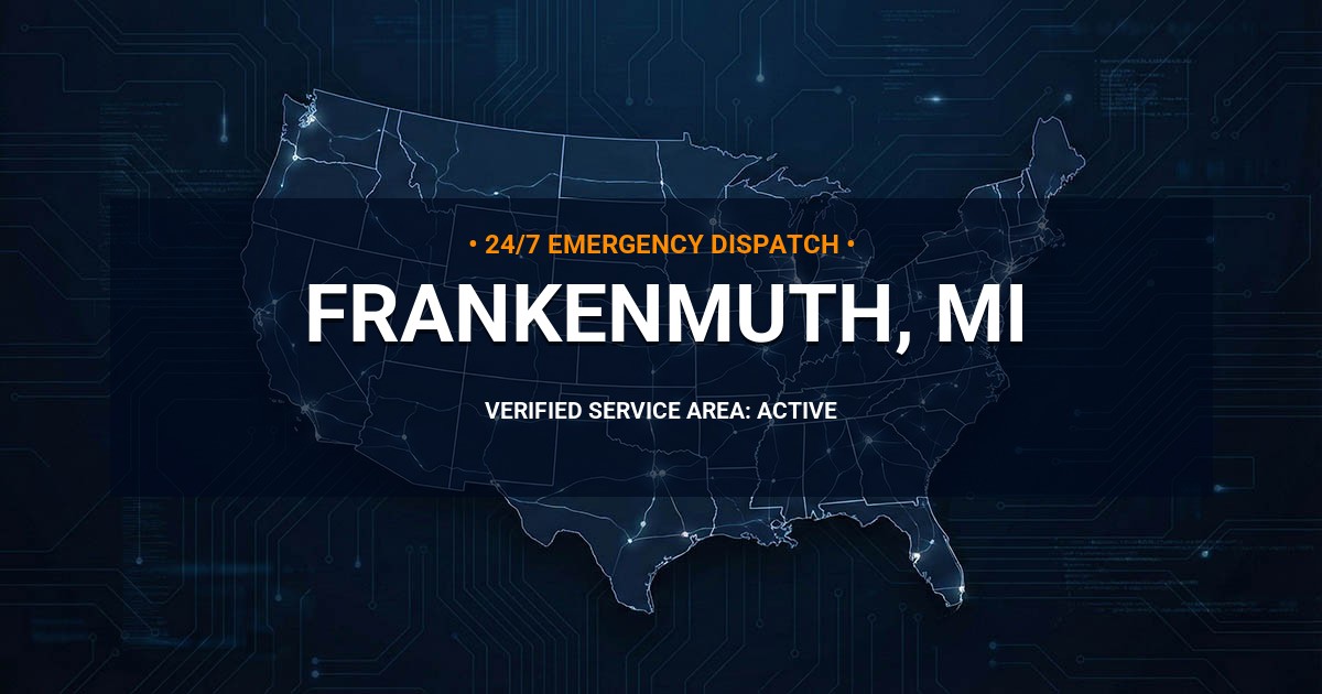 Emergency Plumbing Dispatch Map for Plumbing Services: Frankenmuth, MI