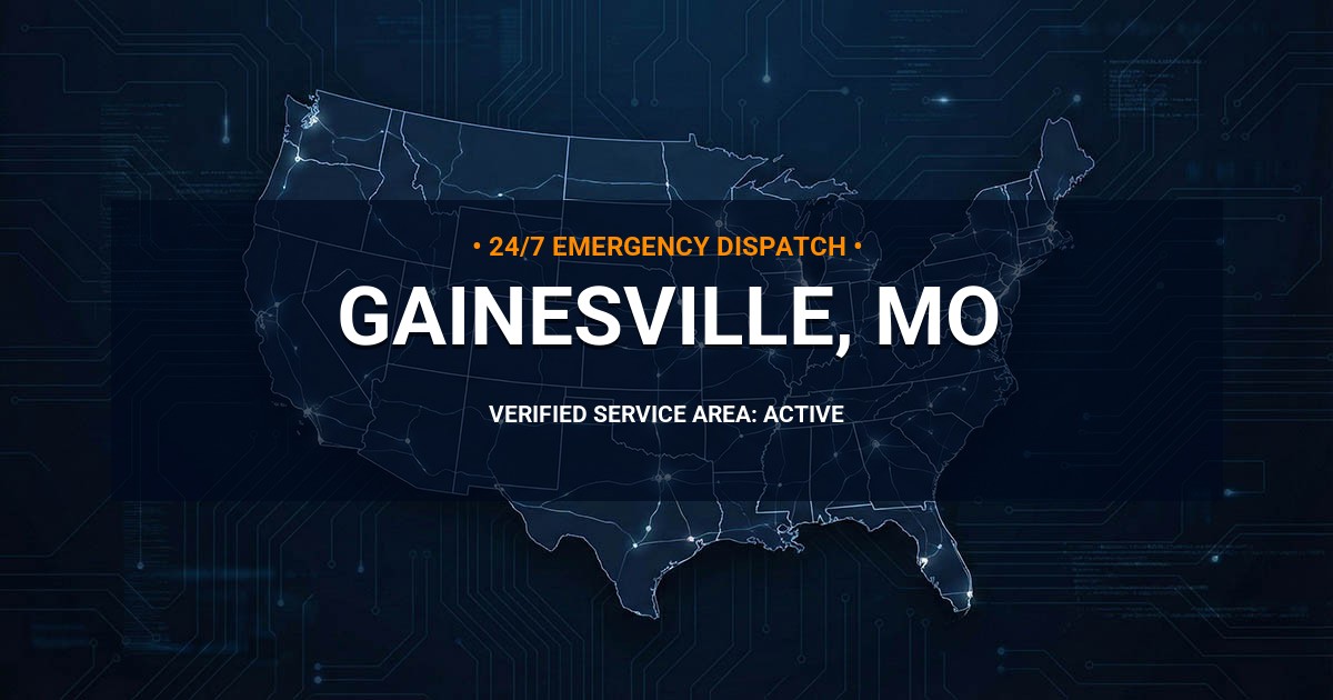 Emergency Plumbing Dispatch Map for Plumbing Services: Gainesville, MO