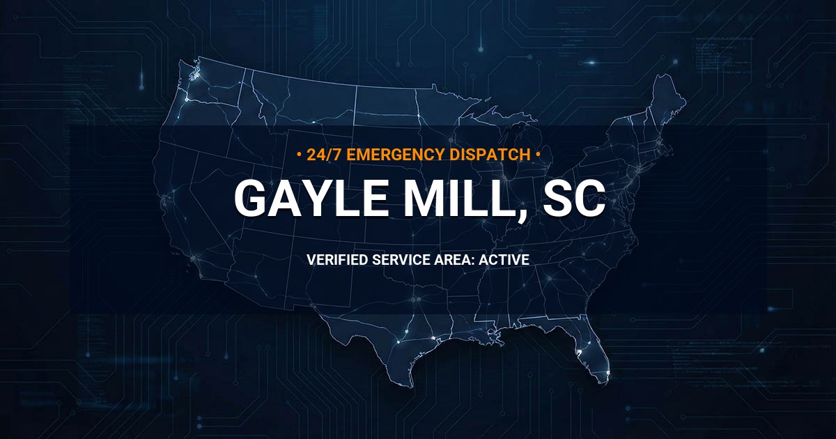 Emergency Plumbing Dispatch Map for Plumbing Services: Gayle Mill, SC