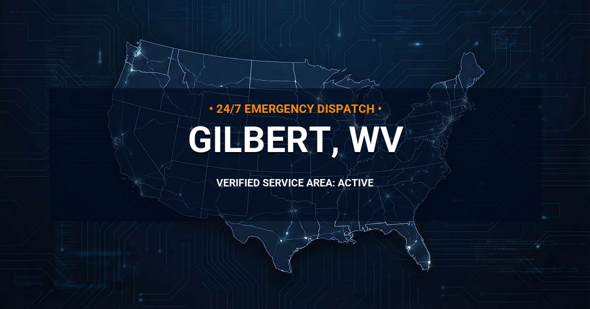 Emergency Plumbing Dispatch Map for Plumbing Services: Gilbert, WV