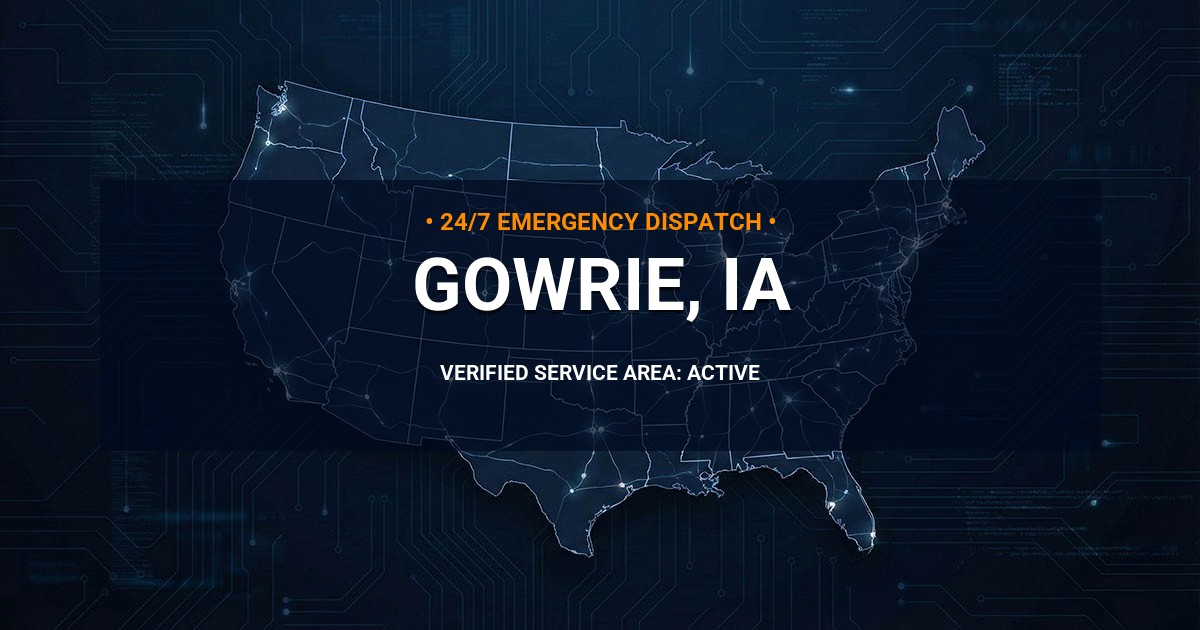 Emergency Plumbing Dispatch Map for Plumbing Services: Gowrie, IA
