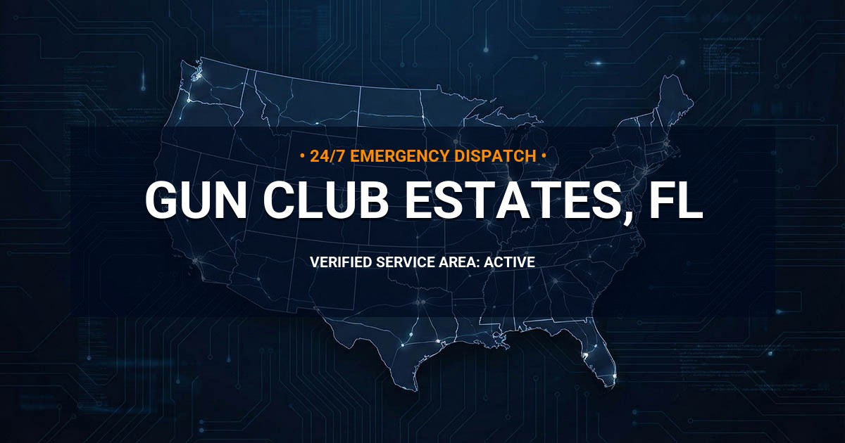Emergency Plumbing Dispatch Map for Plumbing Services: Gun Club Estates, FL