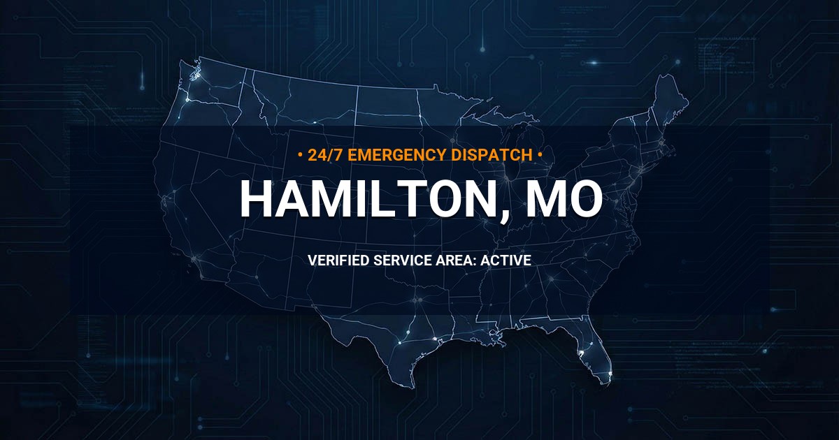 Emergency Plumbing Dispatch Map for Plumbing Services: Hamilton, MO