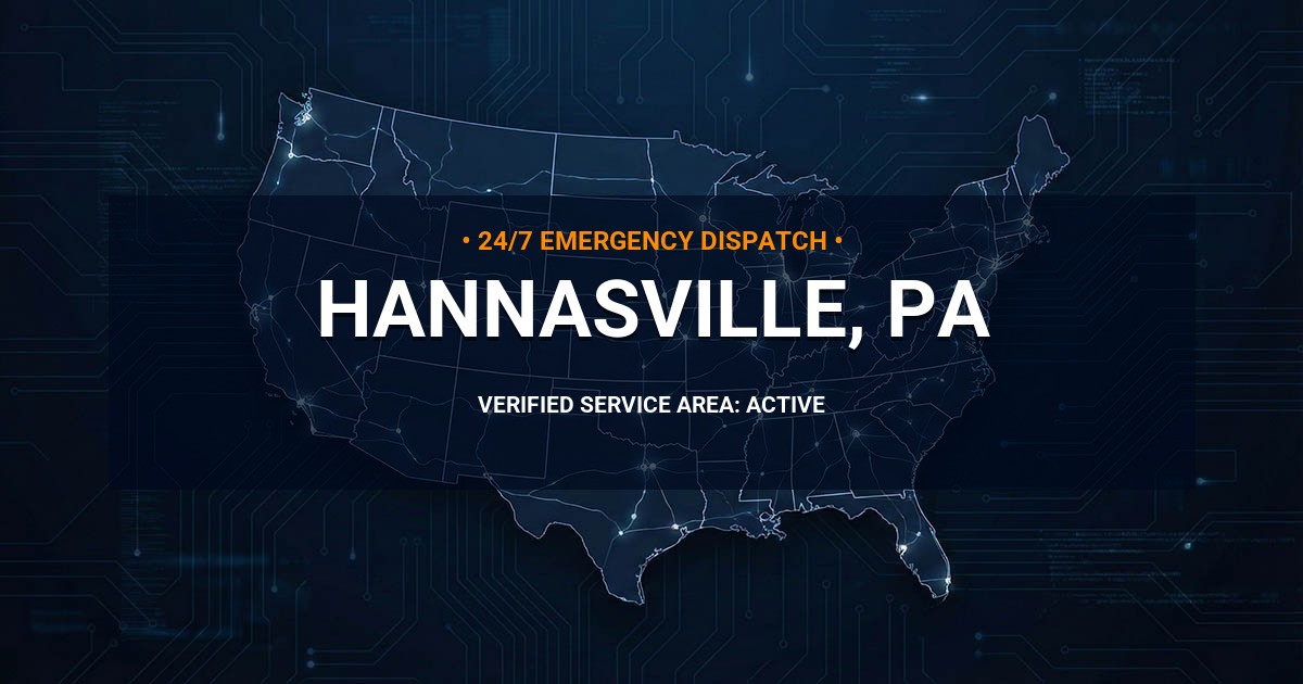 Emergency Plumbing Dispatch Map for Plumbing Services: Hannasville, PA