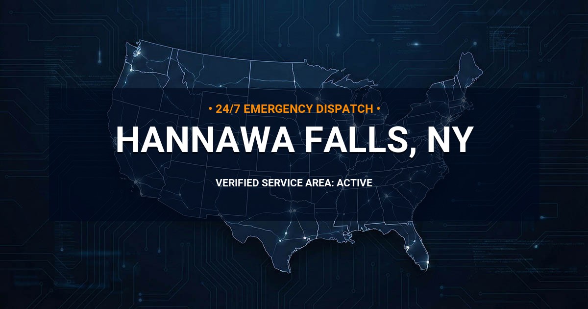 Emergency Plumbing Dispatch Map for Plumbing Services: Hannawa Falls, NY