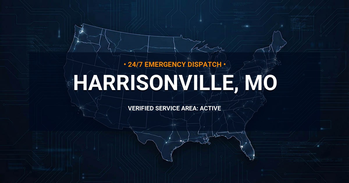 Emergency Plumbing Dispatch Map for Plumbing Services: Harrisonville, MO