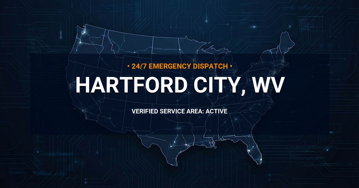 Emergency Plumbing Dispatch Map for Plumbing Services: Hartford City, WV