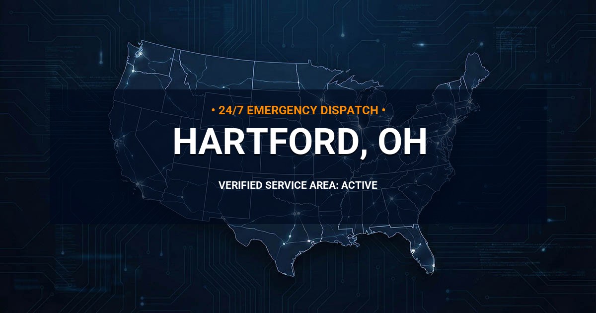 Emergency Plumbing Dispatch Map for Plumbing Services: Hartford, OH