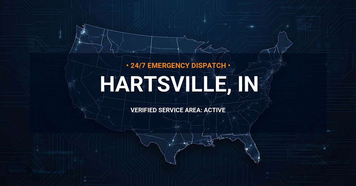 Emergency Plumbing Dispatch Map for Plumbing Services: Hartsville, IN