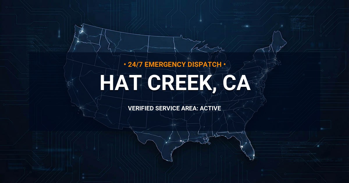 Emergency Plumbing Dispatch Map for Plumbing Services: Hat Creek, CA