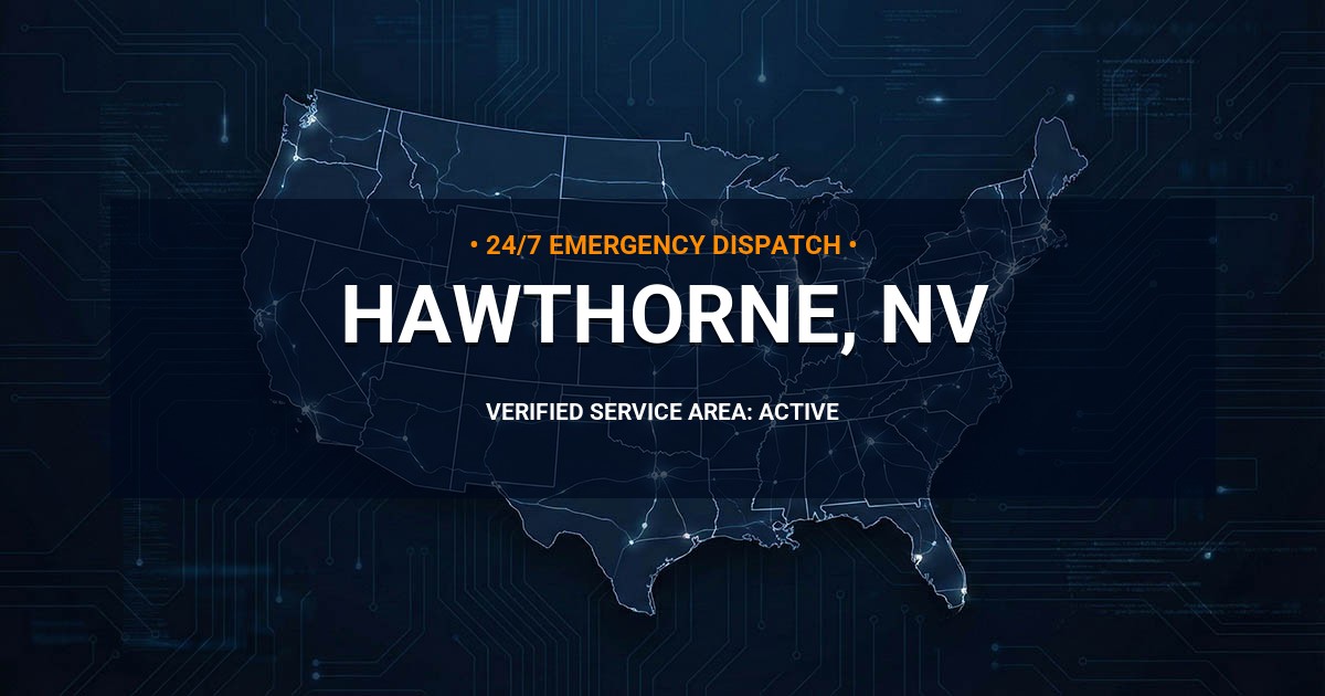 Emergency Plumbing Dispatch Map for Plumbing Services: Hawthorne, NV