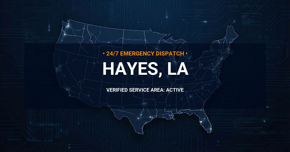 Emergency Plumbing Dispatch Map for Plumbing Services: Hayes, LA