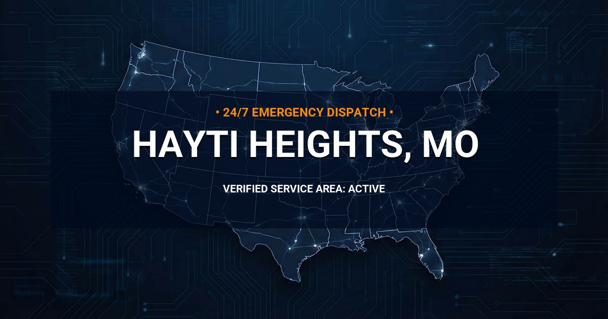 Emergency Plumbing Dispatch Map for Plumbing Services: Hayti Heights, MO