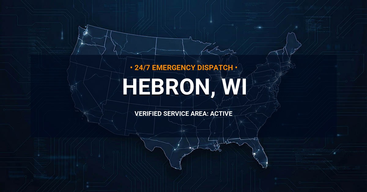Emergency Plumbing Dispatch Map for Plumbing Services: Hebron, WI