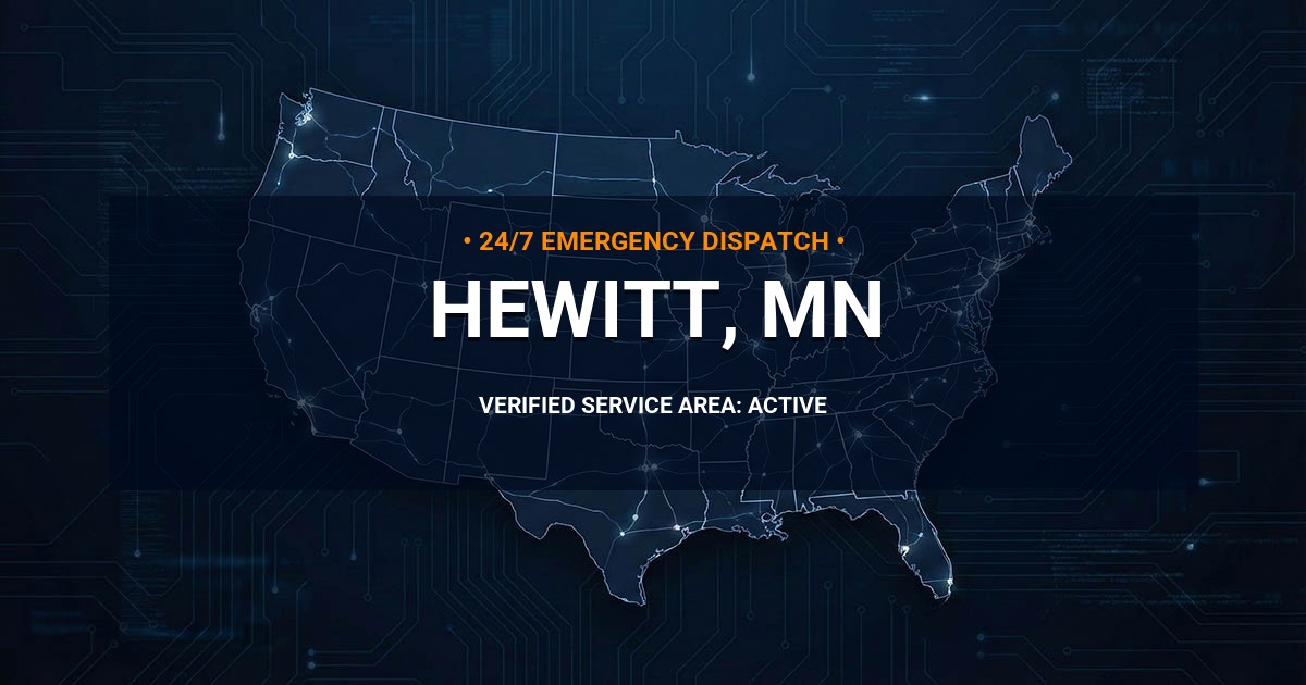 Emergency Plumbing Dispatch Map for Plumbing Services: Hewitt, MN