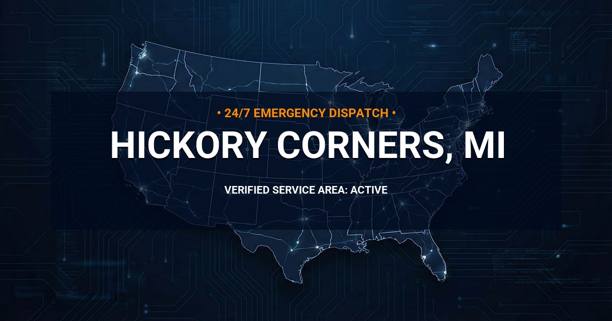 Emergency Plumbing Dispatch Map for Plumbing Services: Hickory Corners, MI
