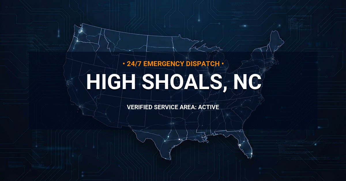 Emergency Plumbing Dispatch Map for Plumbing Services: High Shoals, NC