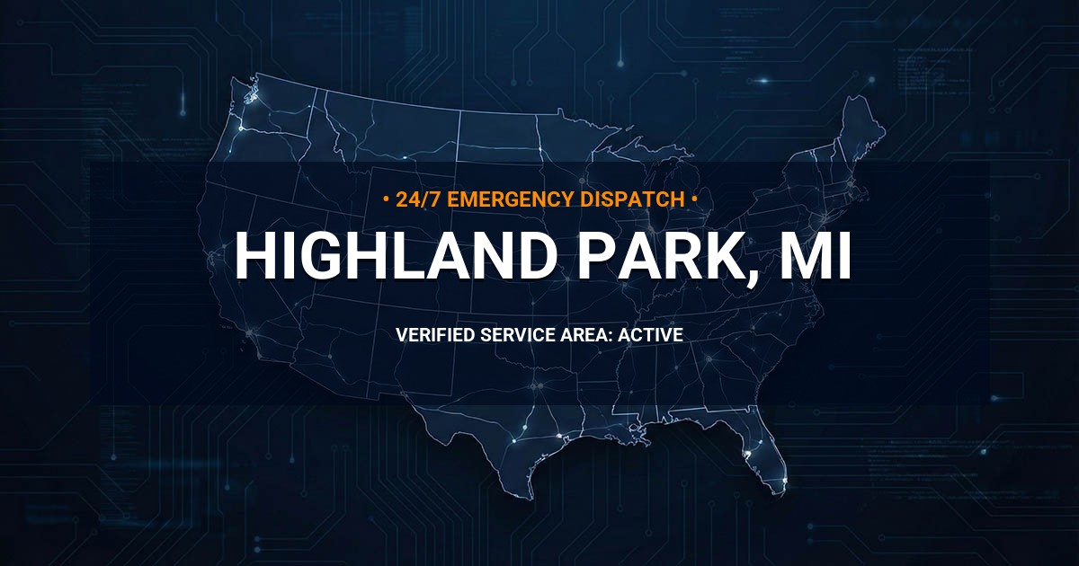 Emergency Plumbing Dispatch Map for Plumbing Services: Highland Park, MI