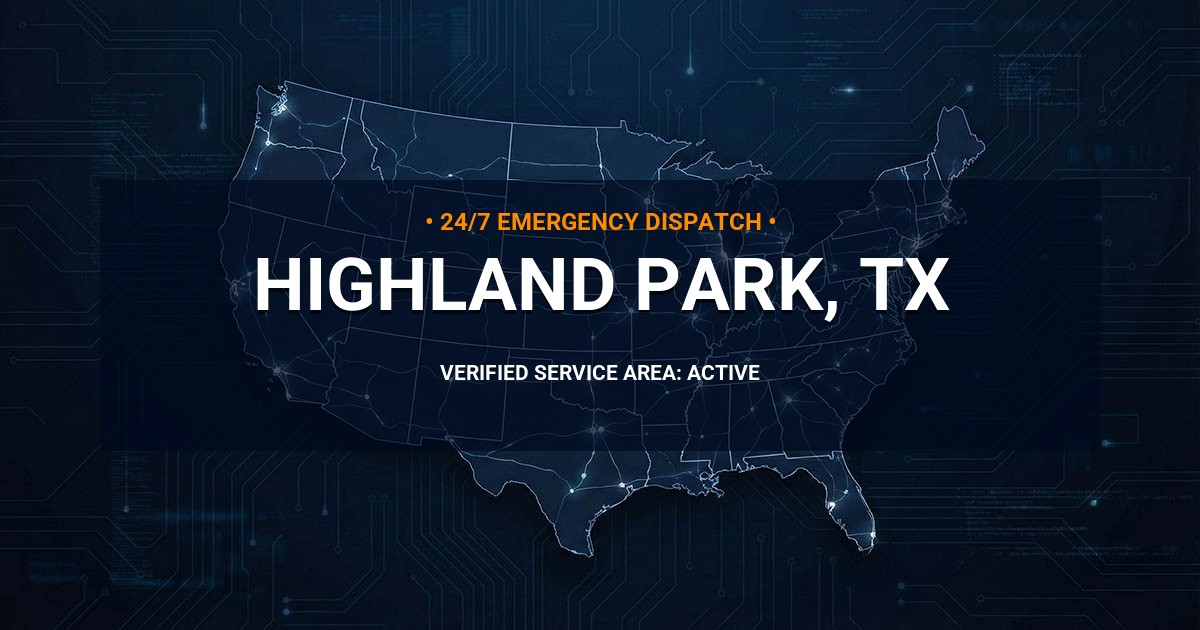 Emergency Plumbing Dispatch Map for Plumbing Services: Highland Park, TX