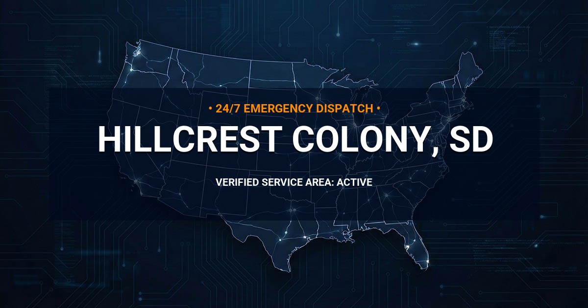 Emergency Plumbing Dispatch Map for Plumbing Services: Hillcrest Colony, SD