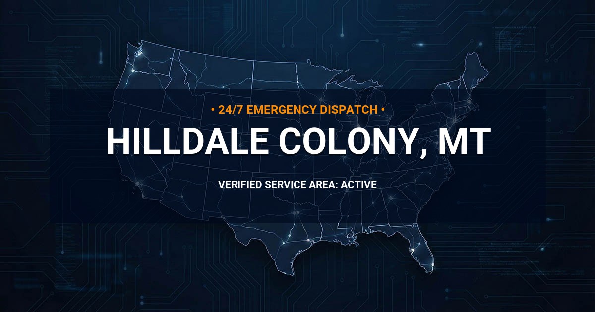 Emergency Plumbing Dispatch Map for Plumbing Services: Hilldale Colony, MT