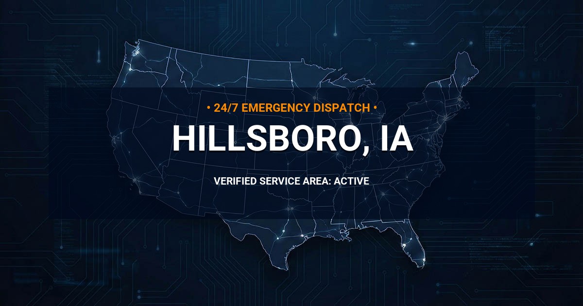 Emergency Plumbing Dispatch Map for Plumbing Services: Hillsboro, IA