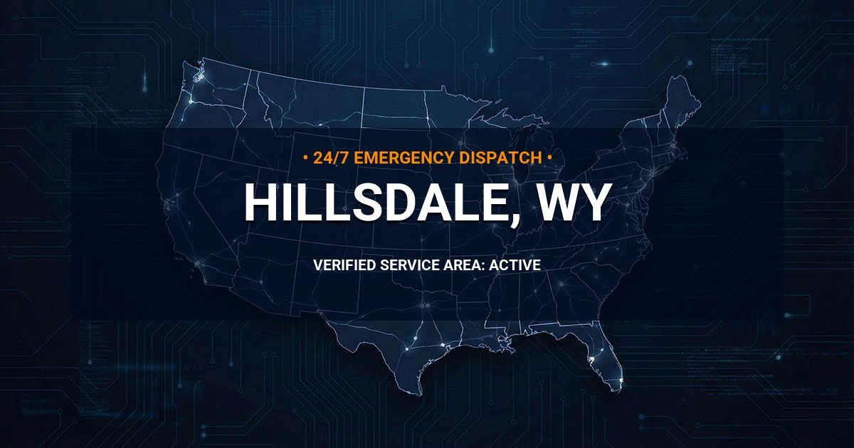 Emergency Plumbing Dispatch Map for Plumbing Services: Hillsdale, WY
