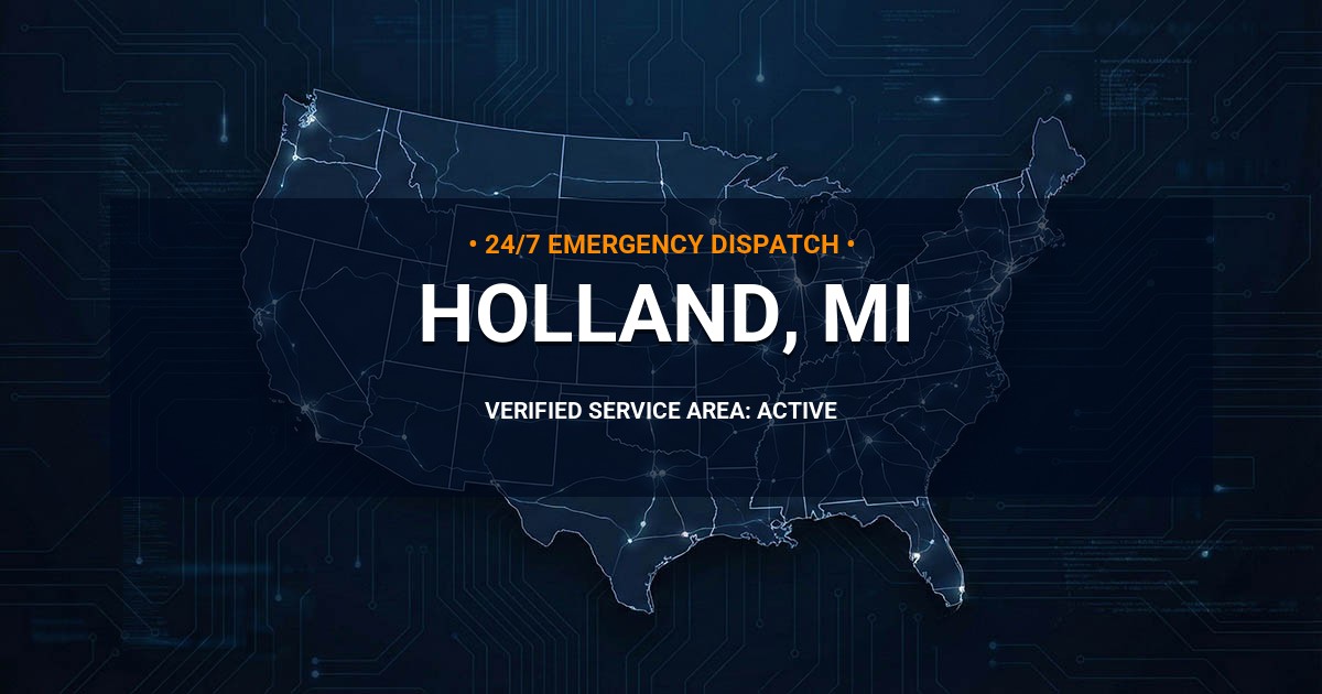 Emergency Plumbing Dispatch Map for Plumbing Services: Holland, MI