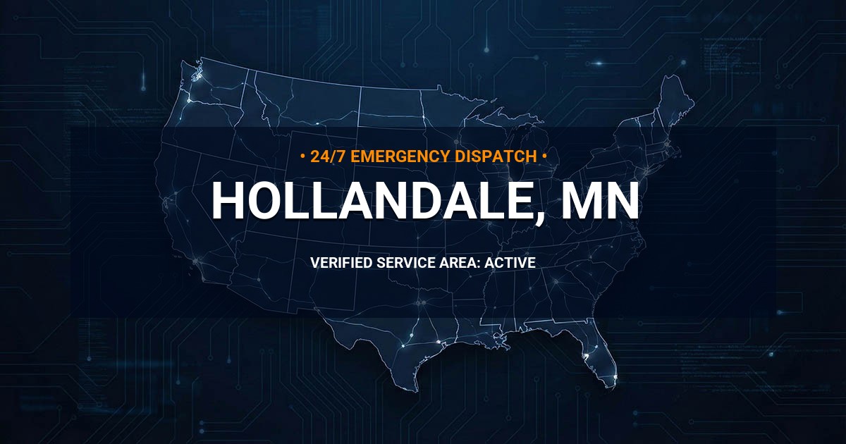 Emergency Plumbing Dispatch Map for Plumbing Services: Hollandale, MN