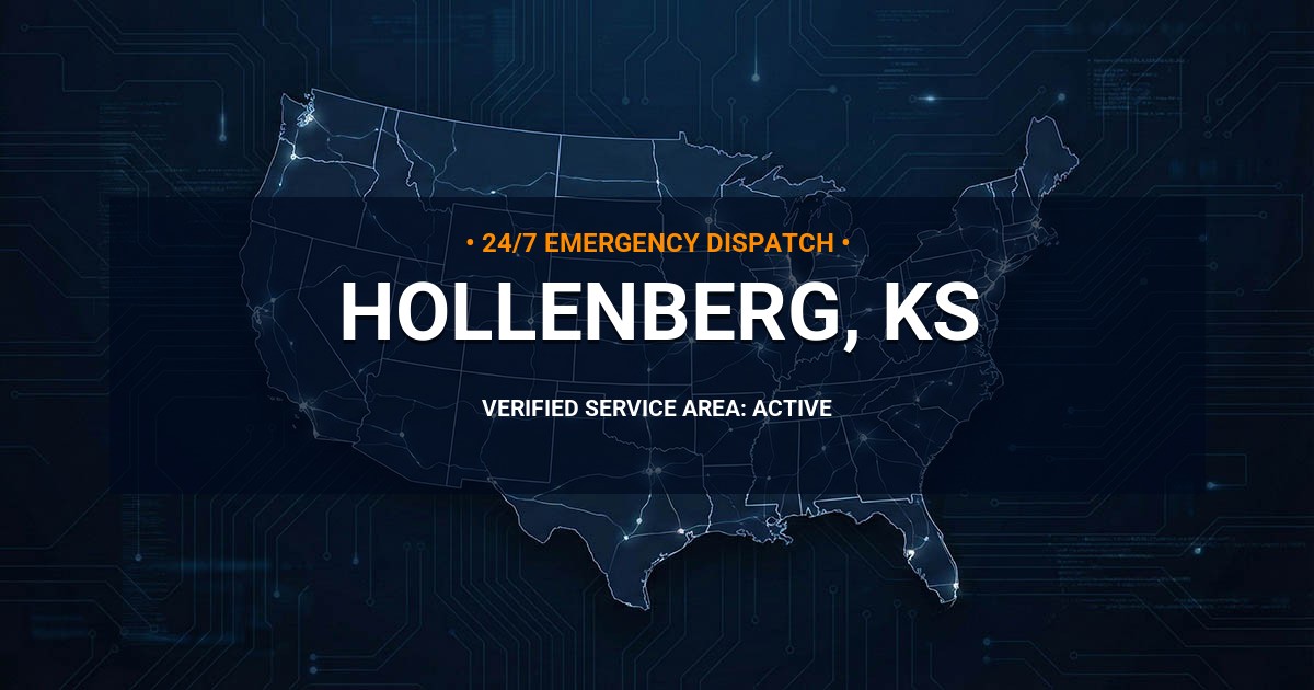 Emergency Plumbing Dispatch Map for Plumbing Services: Hollenberg, KS