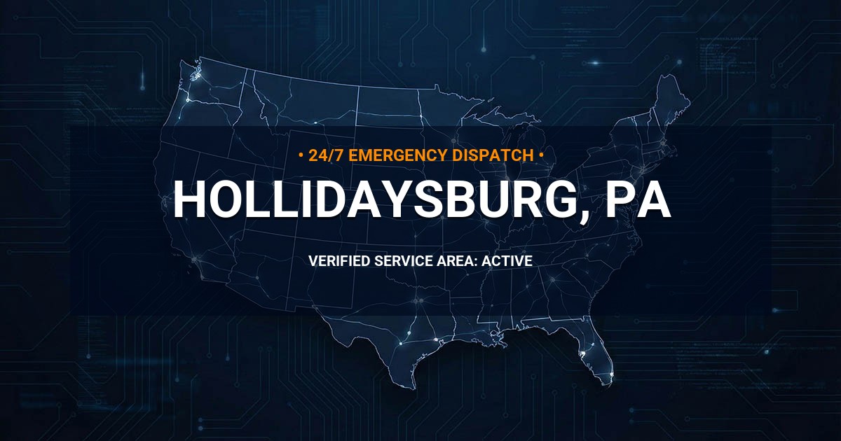 Emergency Plumbing Dispatch Map for Plumbing Services: Hollidaysburg, PA