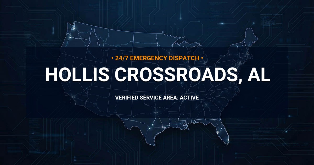 Emergency Plumbing Dispatch Map for Plumbing Services: Hollis Crossroads, AL