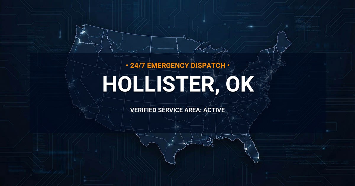 Emergency Plumbing Dispatch Map for Plumbing Services: Hollister, OK