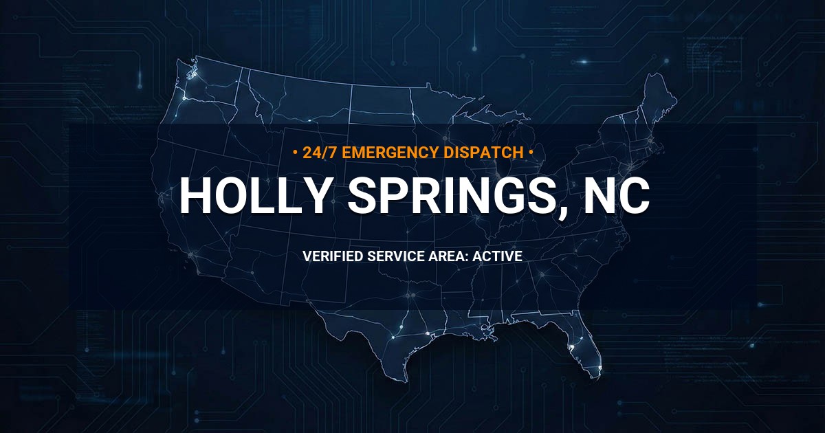 Emergency Plumbing Dispatch Map for Plumbing Services: Holly Springs, NC
