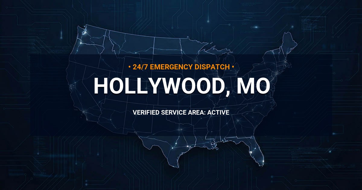 Emergency Plumbing Dispatch Map for Plumbing Services: Hollywood, MO