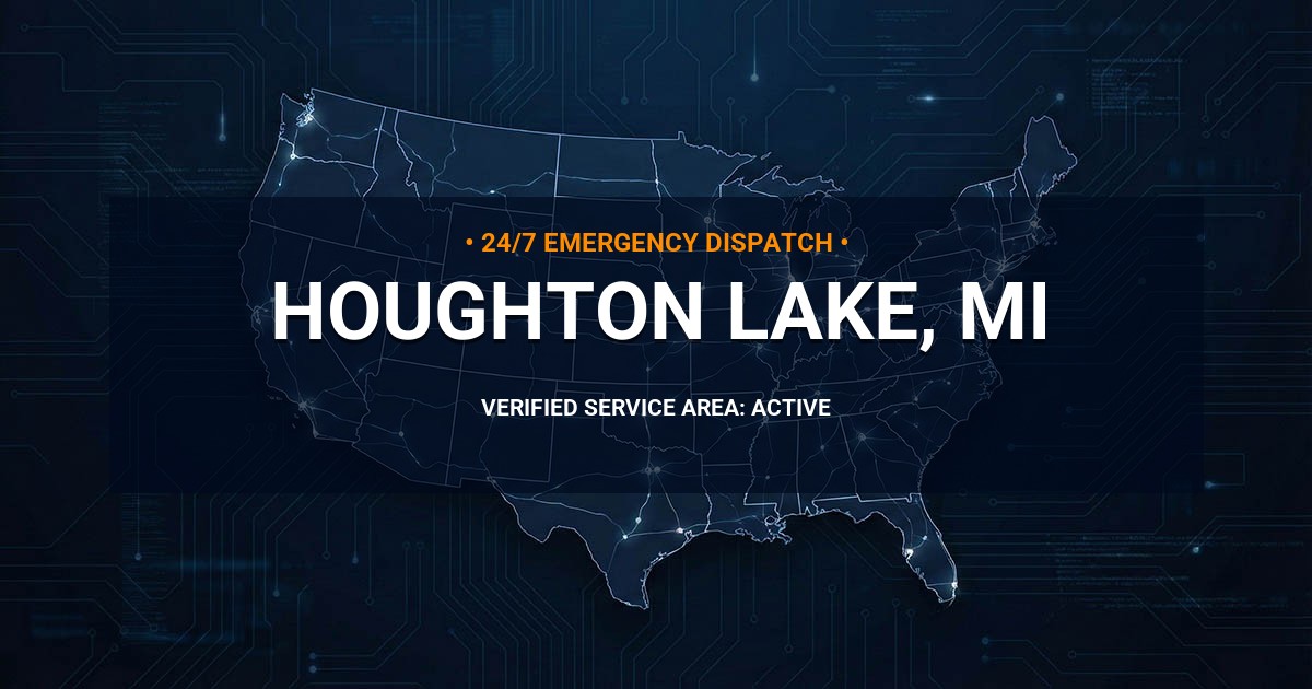 Emergency Plumbing Dispatch Map for Plumbing Services: Houghton Lake, MI