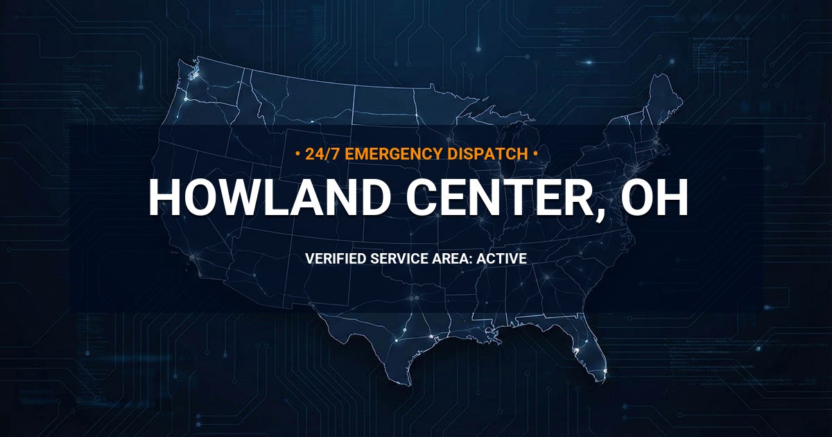 Emergency Plumbing Dispatch Map for Plumbing Services: Howland Center, OH