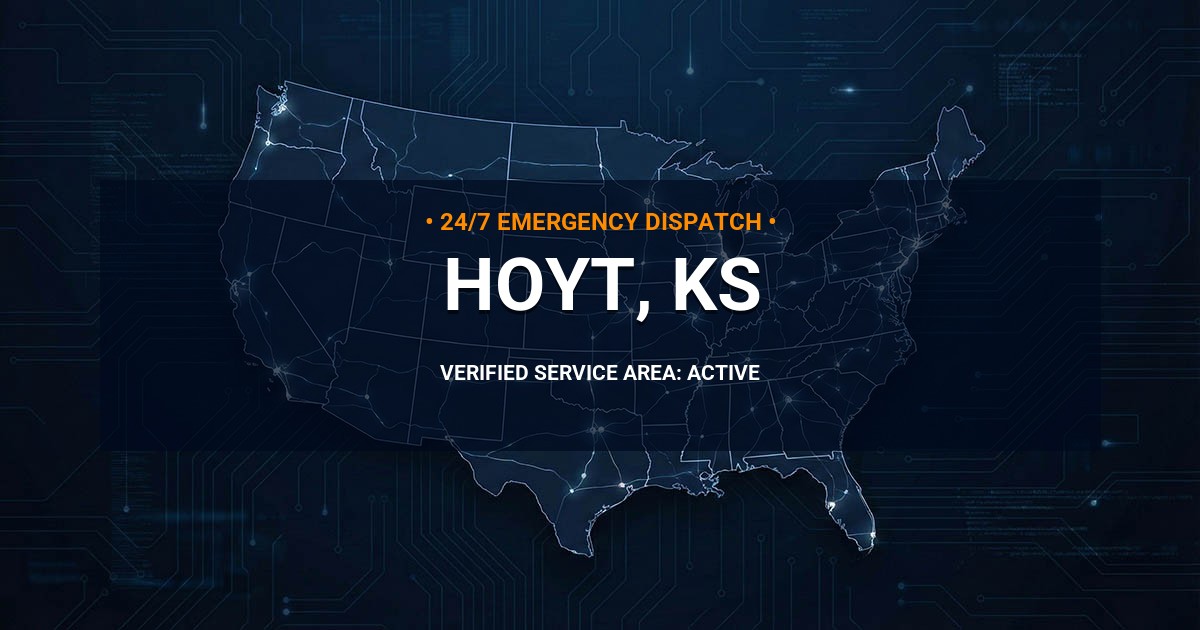 Emergency Plumbing Dispatch Map for Plumbing Services: Hoyt, KS