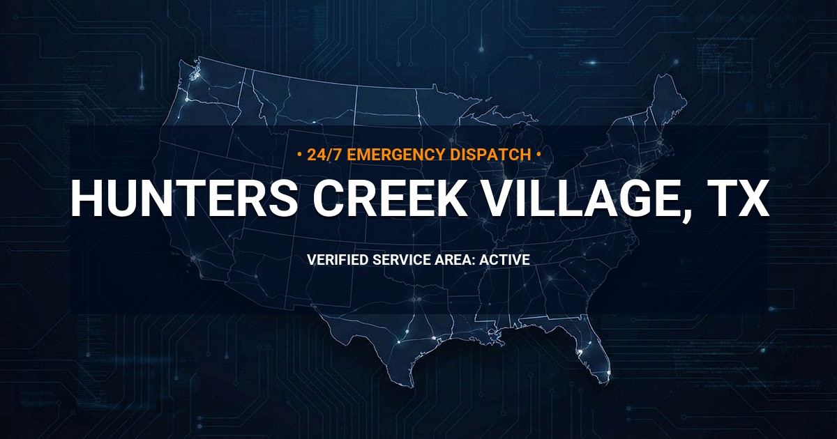 Emergency Plumbing Dispatch Map for Plumbing Services: Hunters Creek Village, TX