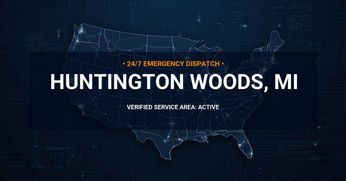 Emergency Plumbing Dispatch Map for Plumbing Services: Huntington Woods, MI