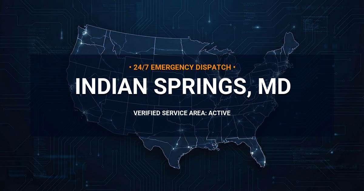 Emergency Plumbing Dispatch Map for Plumbing Services: Indian Springs, MD